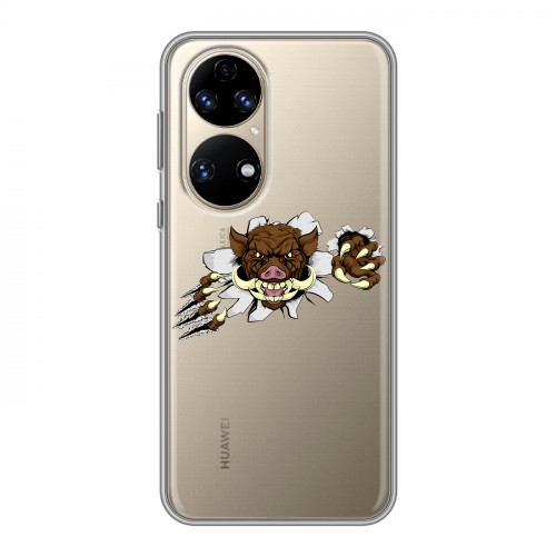 Полупрозрачный дизайнерский силиконовый чехол для Huawei P50 Pro Прозрачные свинки