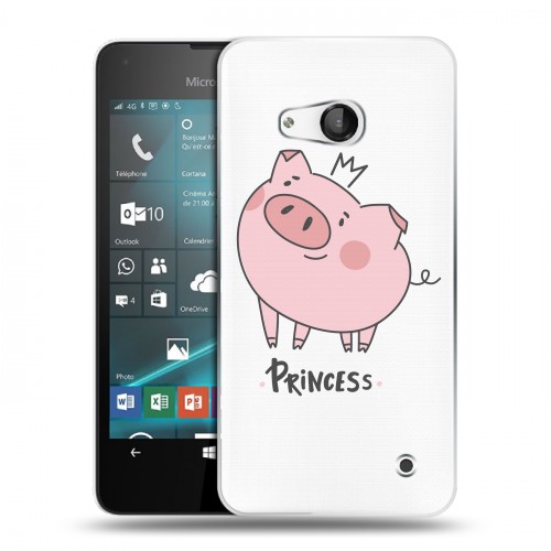 Полупрозрачный дизайнерский пластиковый чехол для Microsoft Lumia 550 Прозрачные свинки