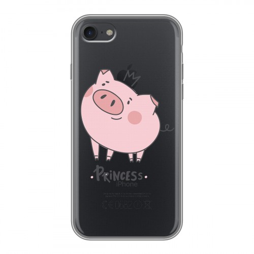 Полупрозрачный дизайнерский силиконовый с усиленными углами чехол для Iphone 7 Прозрачные свинки