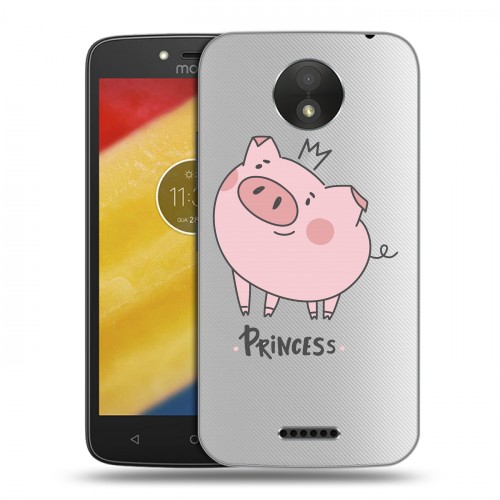 Полупрозрачный дизайнерский пластиковый чехол для Motorola Moto C Plus Прозрачные свинки