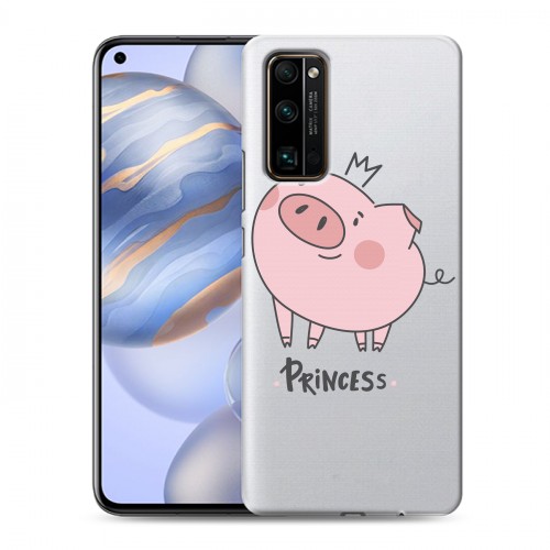 Полупрозрачный дизайнерский пластиковый чехол для Huawei Honor 30 Прозрачные свинки