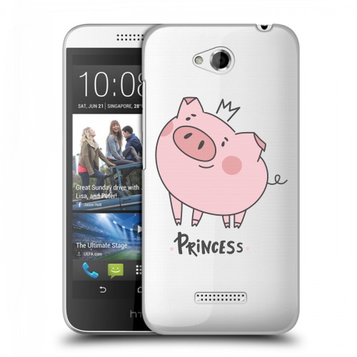 Полупрозрачный дизайнерский пластиковый чехол для HTC Desire 616 Прозрачные свинки