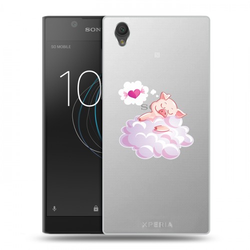 Полупрозрачный дизайнерский пластиковый чехол для Sony Xperia L1 Прозрачные свинки