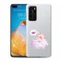 Полупрозрачный дизайнерский пластиковый чехол для Huawei P40 Прозрачные свинки