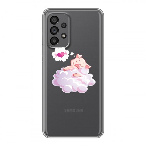 Полупрозрачный дизайнерский силиконовый чехол для Samsung Galaxy A73 5G Прозрачные свинки