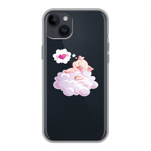 Полупрозрачный дизайнерский пластиковый чехол для Iphone 14 Plus Прозрачные свинки
