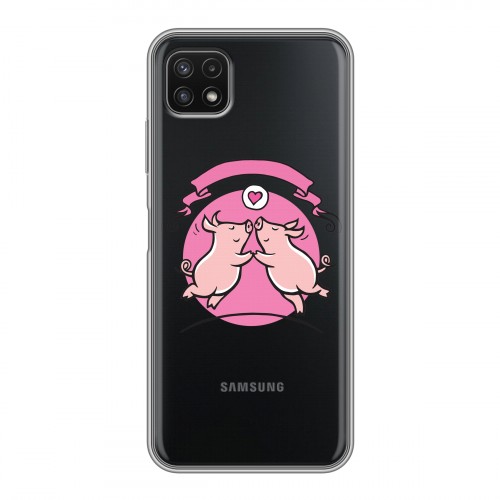 Полупрозрачный дизайнерский силиконовый чехол для Samsung Galaxy A22s 5G Прозрачные свинки