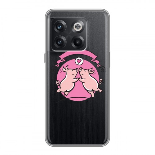 Полупрозрачный дизайнерский пластиковый чехол для OnePlus 10T Прозрачные свинки