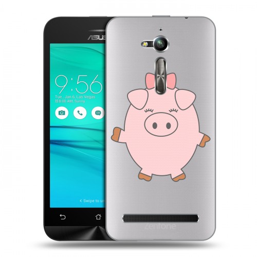 Полупрозрачный дизайнерский пластиковый чехол для ASUS ZenFone Go ZB500KL Прозрачные свинки