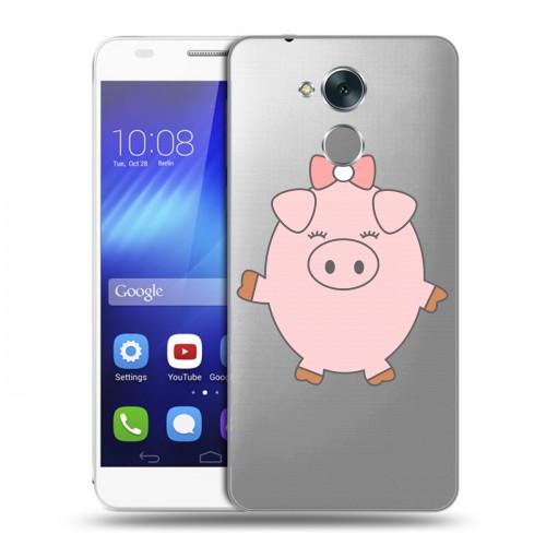 Полупрозрачный дизайнерский пластиковый чехол для Huawei Honor 6C Прозрачные свинки