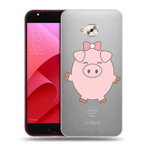 Полупрозрачный дизайнерский пластиковый чехол для ASUS ZenFone 4 Selfie Pro Прозрачные свинки