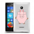 Полупрозрачный дизайнерский пластиковый чехол для Microsoft Lumia 435 Прозрачные свинки