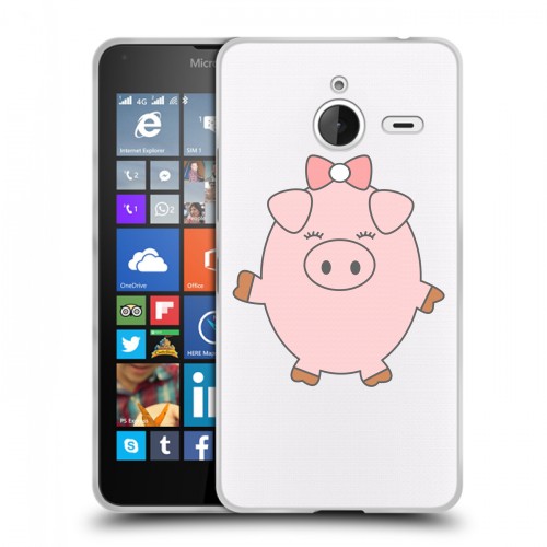 Полупрозрачный дизайнерский пластиковый чехол для Microsoft Lumia 640 XL Прозрачные свинки