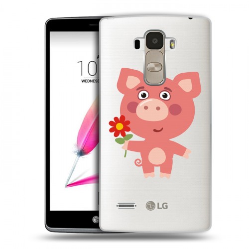 Полупрозрачный дизайнерский пластиковый чехол для LG G4 Stylus Прозрачные свинки