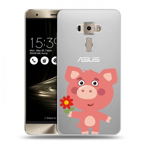 Полупрозрачный дизайнерский пластиковый чехол для Asus ZenFone 3 Прозрачные свинки