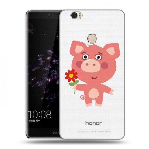 Полупрозрачный дизайнерский пластиковый чехол для Huawei Honor Note 8 Прозрачные свинки