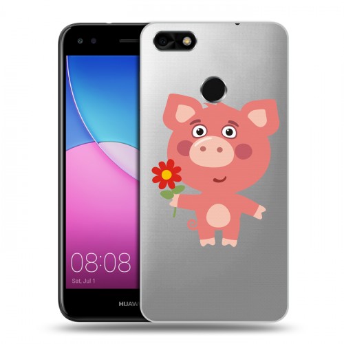 Полупрозрачный дизайнерский пластиковый чехол для Huawei Nova Lite (2017) Прозрачные свинки