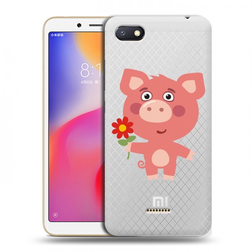 Полупрозрачный дизайнерский пластиковый чехол для Xiaomi RedMi 6A Прозрачные свинки