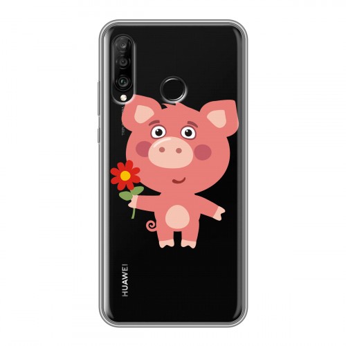 Полупрозрачный дизайнерский силиконовый чехол для Huawei P30 Lite Прозрачные свинки