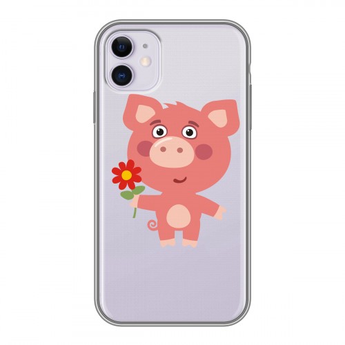 Полупрозрачный дизайнерский пластиковый чехол для Iphone 11 Прозрачные свинки
