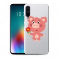 Полупрозрачный дизайнерский силиконовый чехол для Meizu 16T Прозрачные свинки