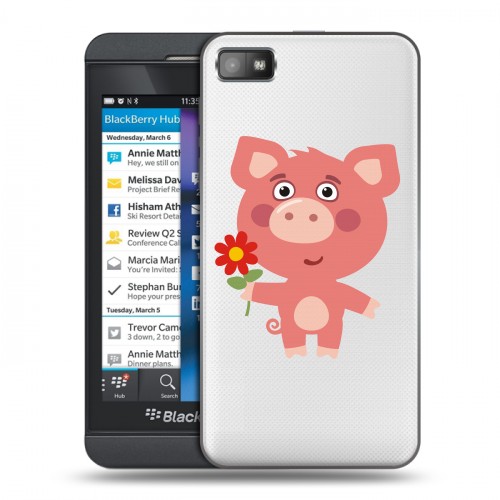 Полупрозрачный дизайнерский пластиковый чехол для BlackBerry Z10 Прозрачные свинки
