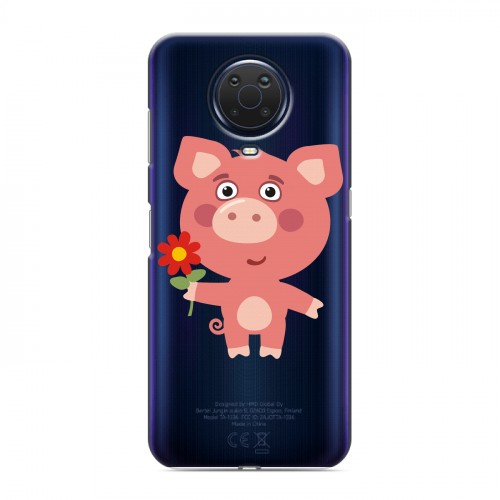 Полупрозрачный дизайнерский силиконовый с усиленными углами чехол для Nokia G20 Прозрачные свинки