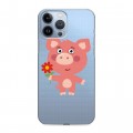 Полупрозрачный дизайнерский силиконовый чехол для Iphone 13 Pro Max Прозрачные свинки