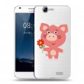 Полупрозрачный дизайнерский пластиковый чехол для Huawei Ascend G7 Прозрачные свинки
