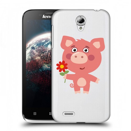 Полупрозрачный дизайнерский пластиковый чехол для Lenovo A859 Ideaphone Прозрачные свинки