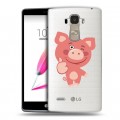 Полупрозрачный дизайнерский пластиковый чехол для LG G4 Stylus Прозрачные свинки