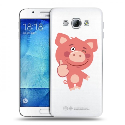 Полупрозрачный дизайнерский пластиковый чехол для Samsung Galaxy A8 Прозрачные свинки