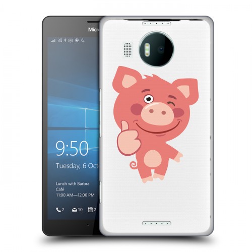 Полупрозрачный дизайнерский пластиковый чехол для Microsoft Lumia 950 XL Прозрачные свинки