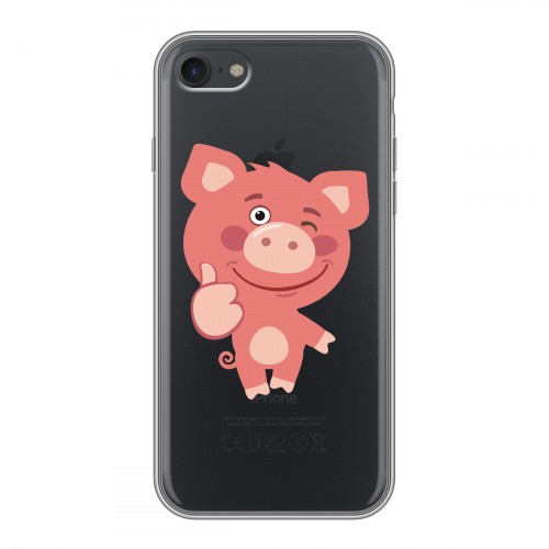 Полупрозрачный дизайнерский силиконовый чехол для Iphone 7 Прозрачные свинки