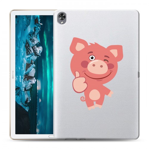 Полупрозрачный дизайнерский пластиковый чехол для Huawei MediaPad M6 10.8 Прозрачные свинки