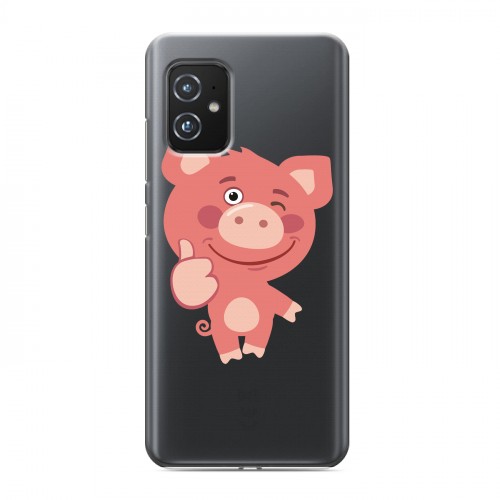 Полупрозрачный дизайнерский пластиковый чехол для ASUS ZenFone 8 Прозрачные свинки