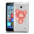 Полупрозрачный дизайнерский пластиковый чехол для Microsoft Lumia 640 Прозрачные свинки
