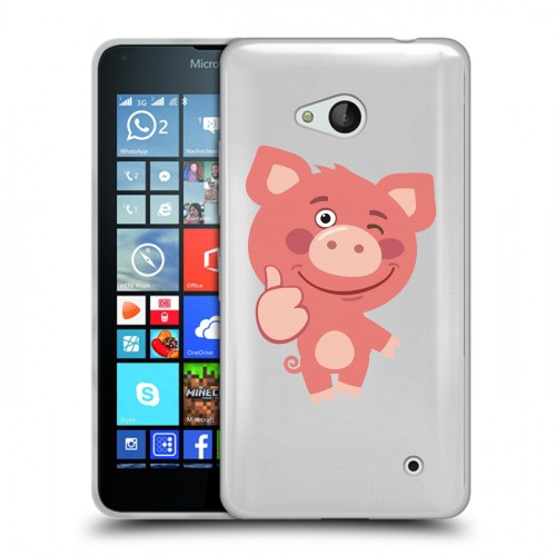 Полупрозрачный дизайнерский силиконовый чехол для Microsoft Lumia 640 Прозрачные свинки