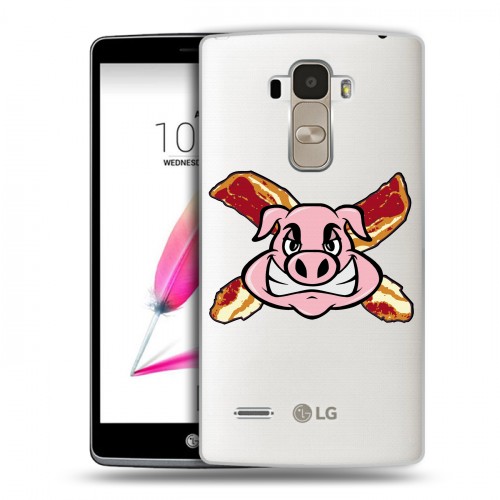 Полупрозрачный дизайнерский пластиковый чехол для LG G4 Stylus Прозрачные свинки