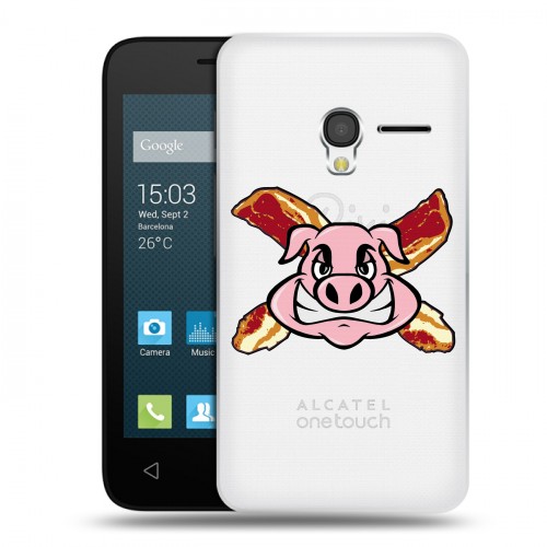 Полупрозрачный дизайнерский пластиковый чехол для Alcatel One Touch Pixi 3 (4.0) Прозрачные свинки