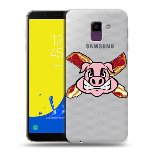 Полупрозрачный дизайнерский пластиковый чехол для Samsung Galaxy J6 Прозрачные свинки