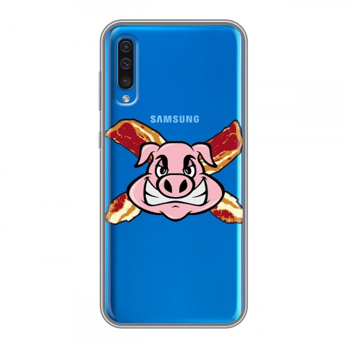 Полупрозрачный дизайнерский пластиковый чехол для Samsung Galaxy A50 Прозрачные свинки