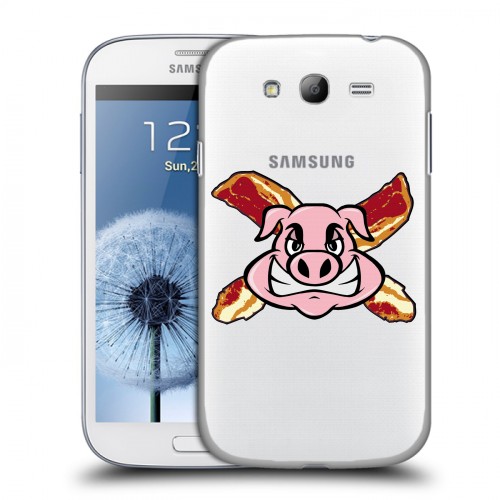 Полупрозрачный дизайнерский пластиковый чехол для Samsung Galaxy Grand Прозрачные свинки