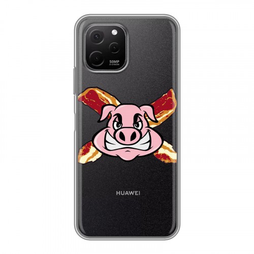 Полупрозрачный дизайнерский силиконовый чехол для Huawei Nova Y61 Прозрачные свинки