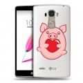 Полупрозрачный дизайнерский силиконовый чехол для LG G4 Stylus Прозрачные свинки