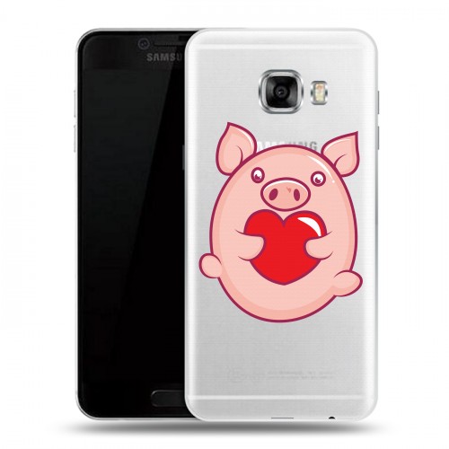 Полупрозрачный дизайнерский пластиковый чехол для Samsung Galaxy C5 Прозрачные свинки
