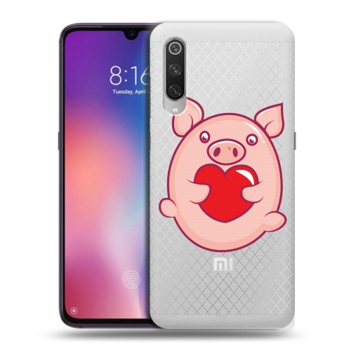 Полупрозрачный дизайнерский силиконовый с усиленными углами чехол для Xiaomi Mi9 Прозрачные свинки