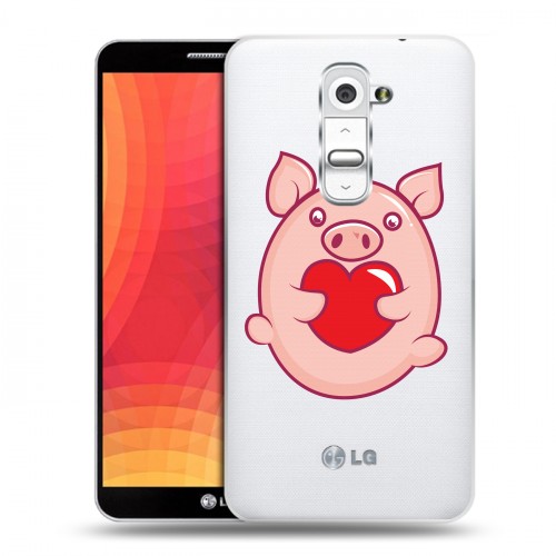 Полупрозрачный дизайнерский пластиковый чехол для LG Optimus G2 Прозрачные свинки