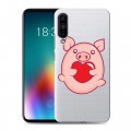 Полупрозрачный дизайнерский силиконовый чехол для Meizu 16T Прозрачные свинки