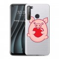 Полупрозрачный дизайнерский силиконовый чехол для HTC Desire 20 Pro Прозрачные свинки